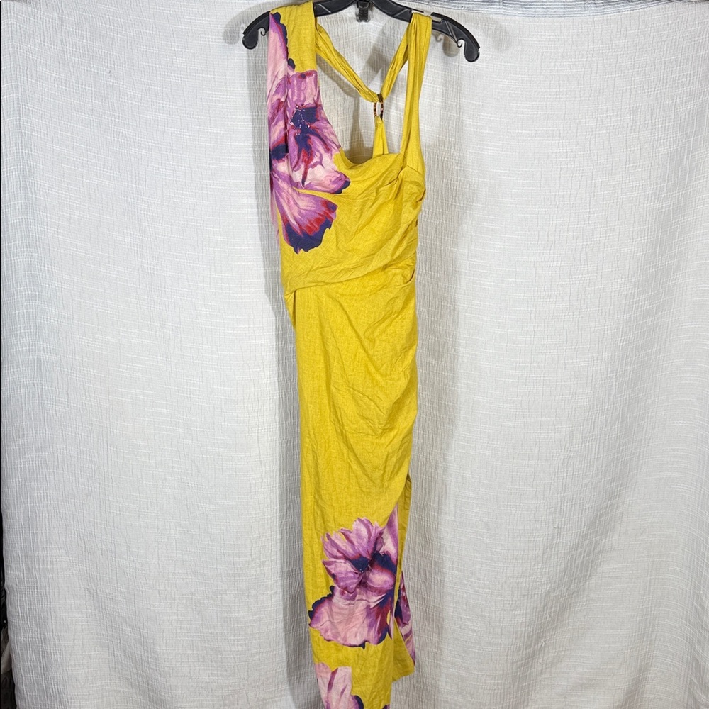Anthropologie Asymmetrical‎ Linen Side Slit Maxi Dress medium NWT - Picture 3 of 11